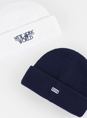 KITH纽约刺绣针织帽子男冬季大头围冷帽户外登山毛线帽包头保暖帽