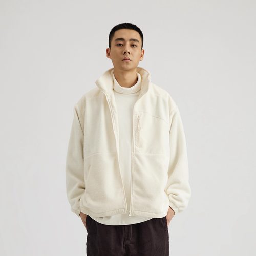 KITH美式拼接摇粒绒立领棉服外套