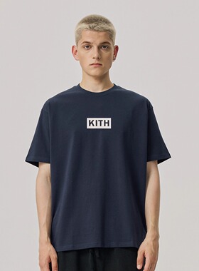 KITH box 植绒印花短袖男重磅美潮圆领套头Tee恤情侣百搭打底衫女