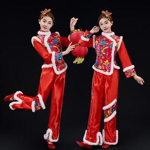 秧歌服女2026新款开门红东北喜庆秧歌舞蹈服装扇子舞打鼓演出服冬