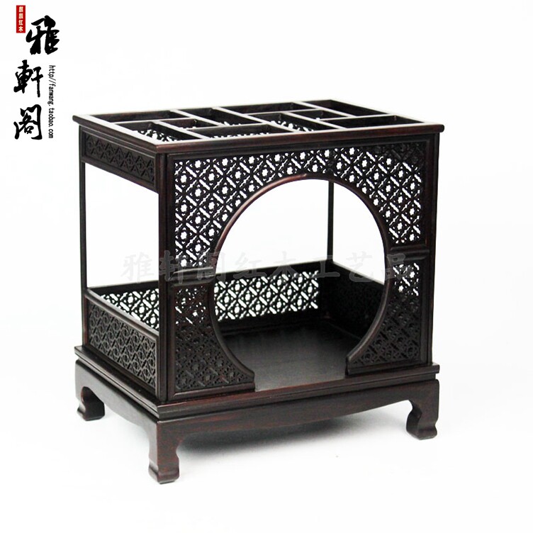 紫檀木微型月门床红木工艺品小家具模型红木工艺品木雕摆件