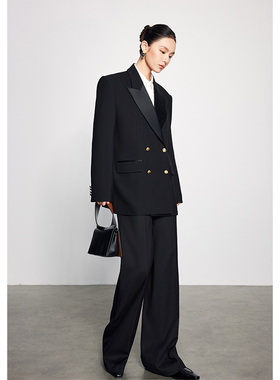 西装套装女至尊黑金时尚中性女神范面试潮流亮眼帅气品味两件套