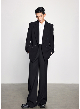 西装外套男垫肩痞帅廓形休闲小众通勤穿搭oversize西服西裤春秋装