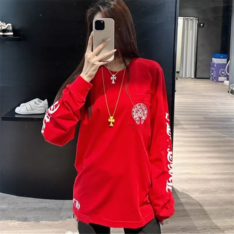 马蹄梵文双臂印花长袖T恤女秋季