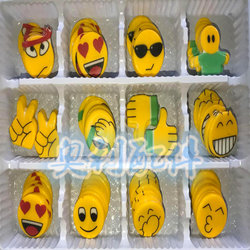 巧克力装饰片插片配件饰品蛋糕组合卡通qq笑脸包表情包 100片/盒