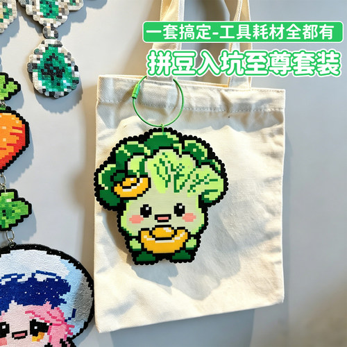 拼豆豆大套装DIY挂件制作材料包幼儿园手工课亲子互动益智套装