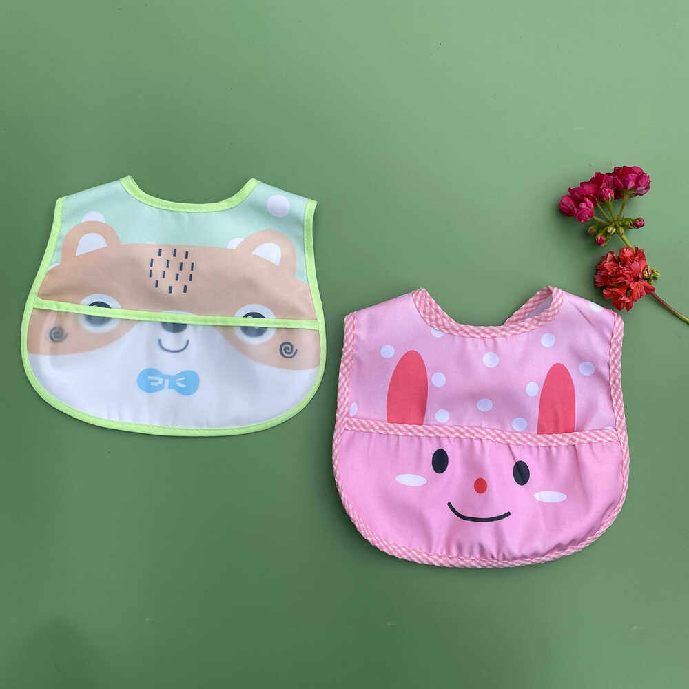 儿童卡通防水围嘴宝宝婴儿吃饭围兜无袖布料小孩喂饭兜幼儿食饭兜