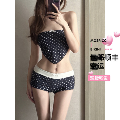 泰国欧美波点抹胸比基尼