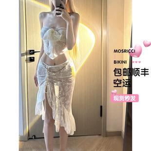 泰国性感比基尼分体泳衣女纯欲辣妹度假沙滩温泉荷叶边长裙抹胸