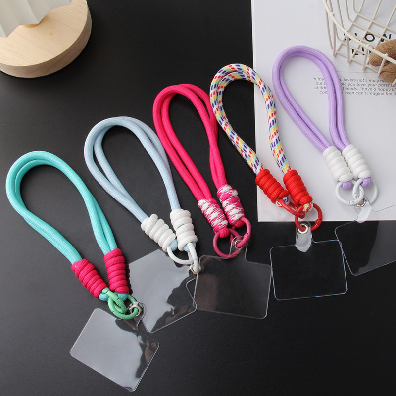 多巴胺撞色手机挂绳短款腕带编织手绳可挂水壶手机壳包包钥匙扣