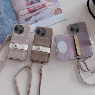 sense7化妆镜卡包手机套R8保护壳R9PRO硬壳wish4纯色皮质可插卡sense9半包防摔保护套wish5女 适用夏普sense8