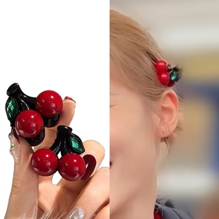 浪姐7张月同款红色樱桃发夹女2026新款公主头侧边刘海夹短发发卡