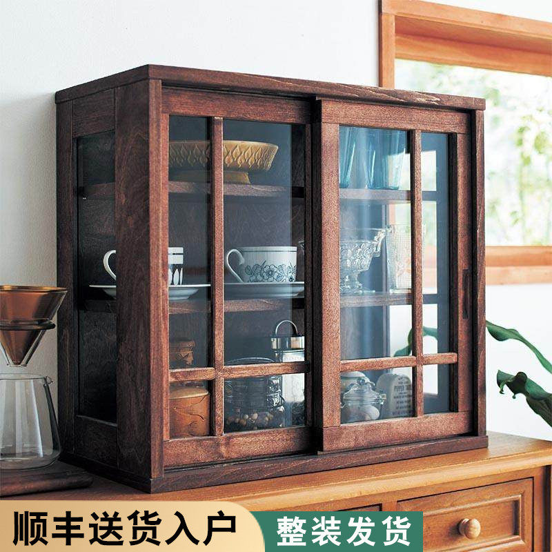 实木复古茶柜收纳柜茶具展示柜储物柜透明桌面防尘书柜碗柜餐边柜,住宅家具,家用陈列柜,淘宝优惠券,粉丝福利购,淘宝优惠卷