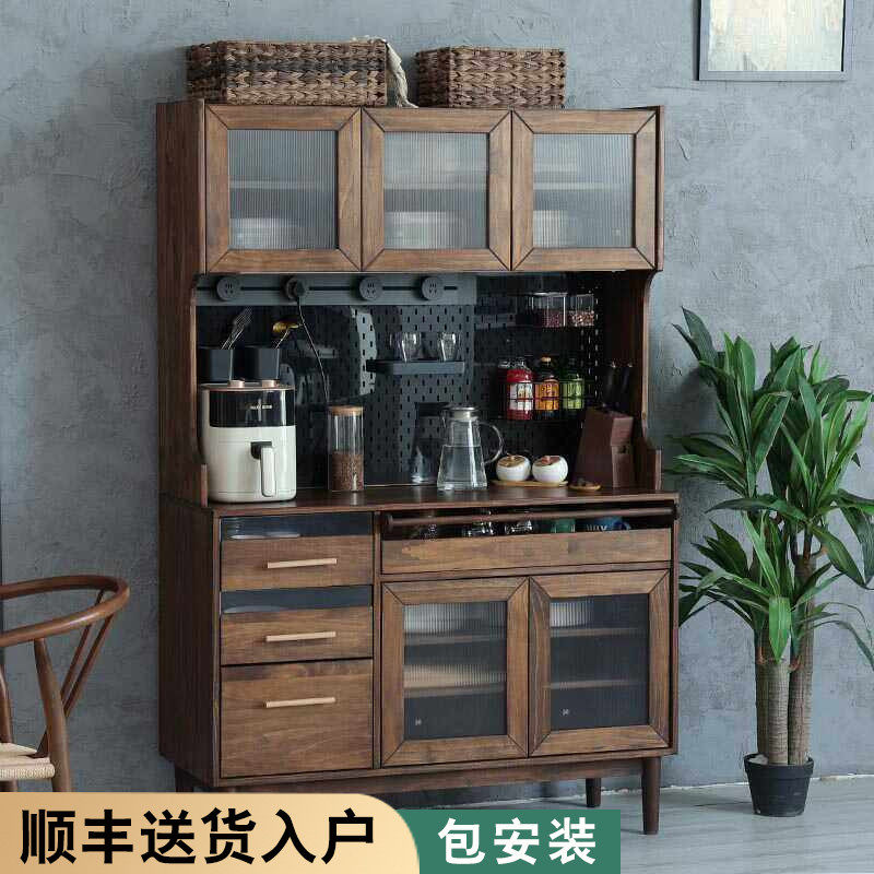 实木餐边柜一体收纳柜靠墙高柜碗柜茶水柜中古风置物洞洞板储物柜,住宅家具,餐边柜,淘宝优惠券,粉丝福利购,淘宝优惠卷