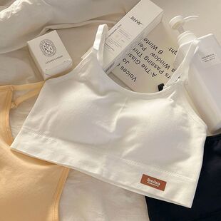 纯棉少女运动内衣防震美背心吊带防凸点无痕固定杯学生无钢圈文胸