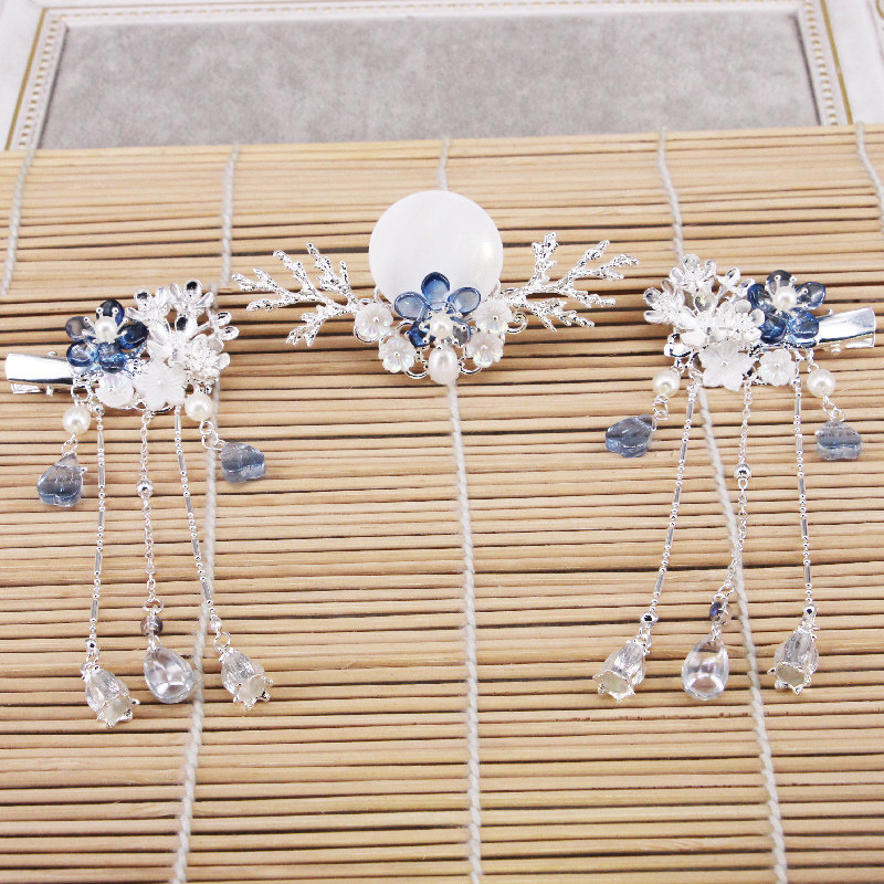 贝壳珍珠发冠梅花枝发夹流苏饰品材料包 diy手工制作古风汉服配饰