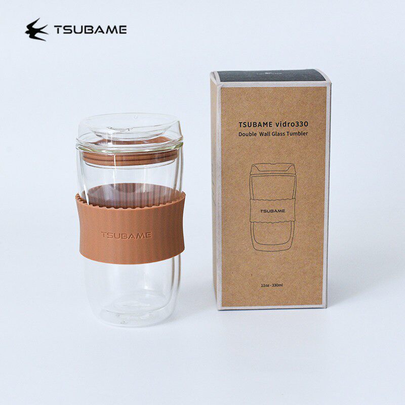 日本进口燕印双层玻璃杯高档咖啡杯茶杯带盖男女生燕子水杯