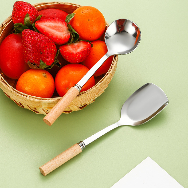 迷你小铲勺木柄不锈钢锅铲汤勺