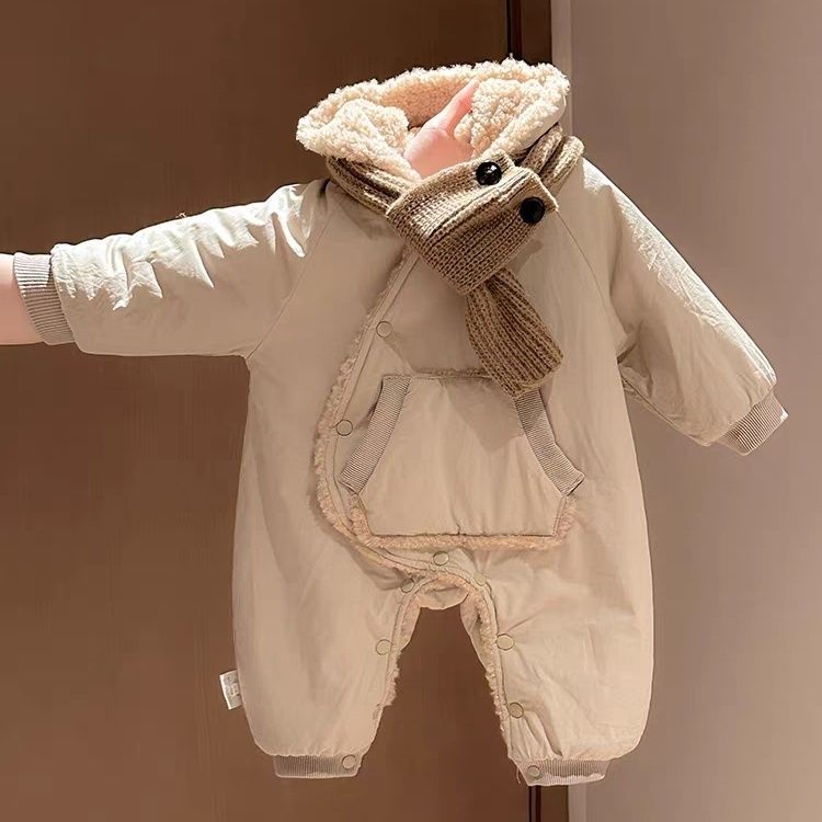 婴儿加绒连体衣秋冬装加厚