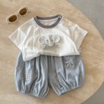 男童短袖套装夏装薄款新款男女宝宝卡通T恤短裤婴儿衣服两件套a类