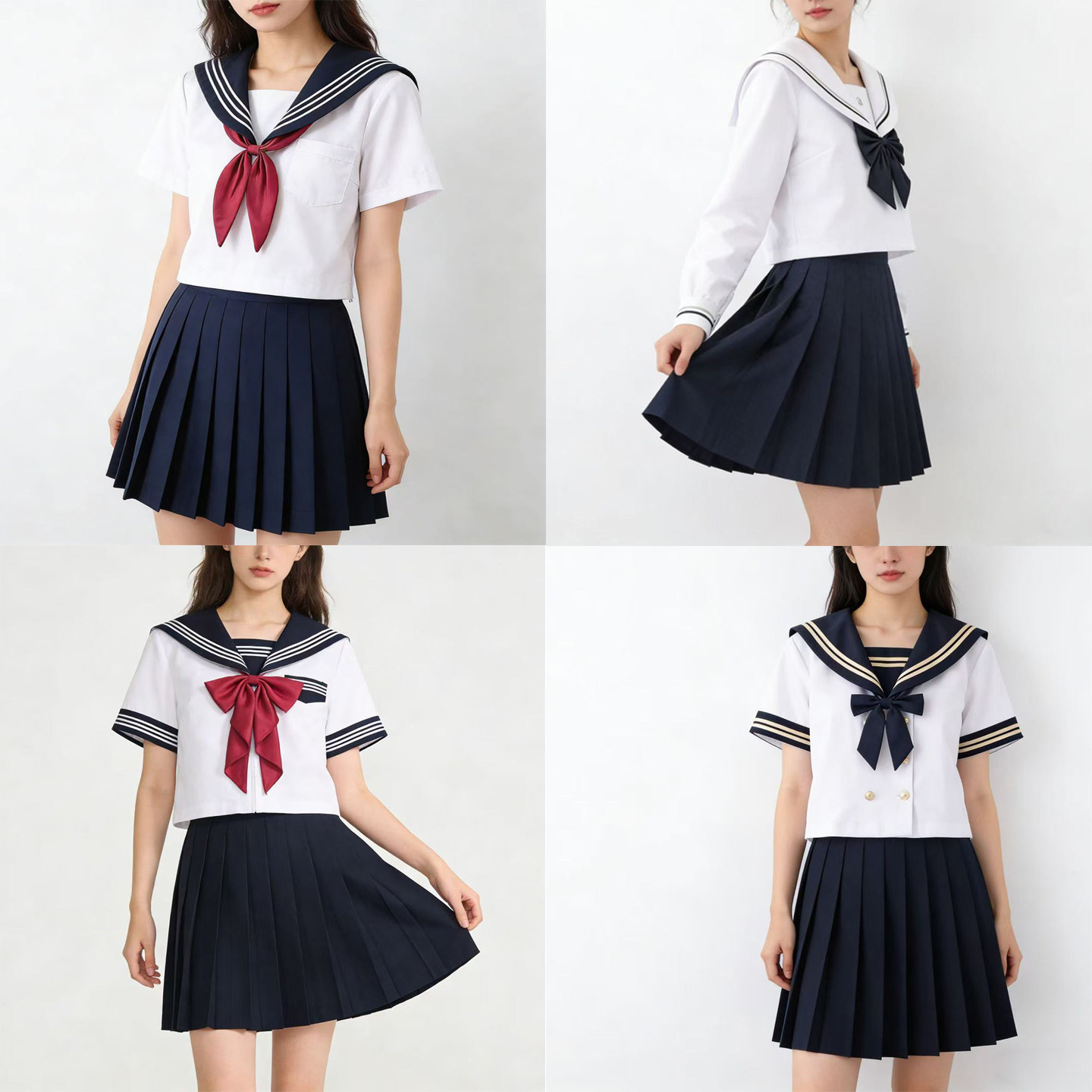 淘宝热卖校供感jk制服基础款水手服女学院风海军领短袖百褶裙套装