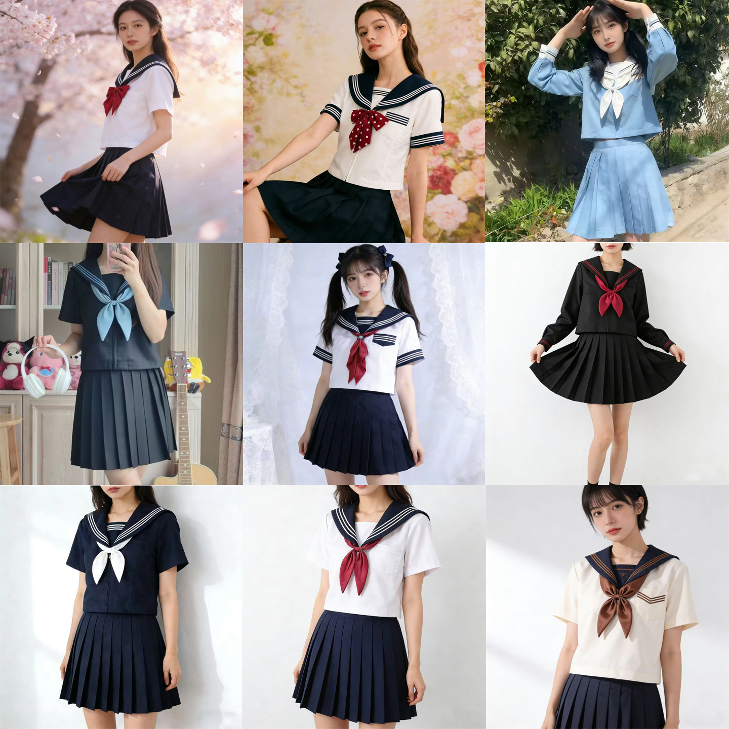 正统日系基础款白三本JK制服白二本软姐妹中间服水手服套装女班服