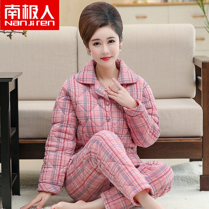 冬季中老年人妈妈睡衣女纯棉加厚三层夹棉袄秋冬加棉保暖全棉套装高性价比高么？