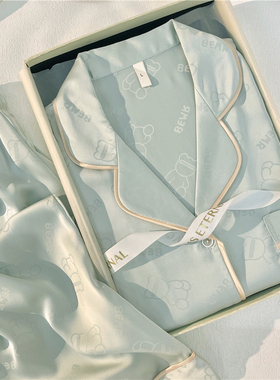 冰丝睡衣女2026新款春夏季短袖短裤长裤三件套高级感礼盒装送礼物