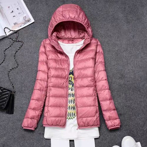 新款轻薄羽绒棉服大码女士连帽休