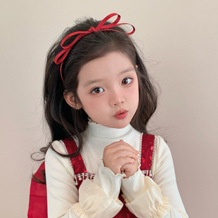 红色丝带蝴蝶结发箍儿童细款 百搭喜庆新年头箍小女孩宝宝过年头饰