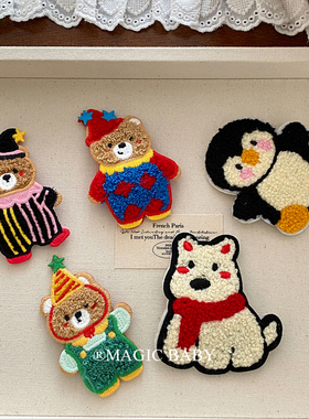 可爱卡通毛绒魔术师小熊发夹超萌甜美西高地小狗夹子女童bb夹发饰