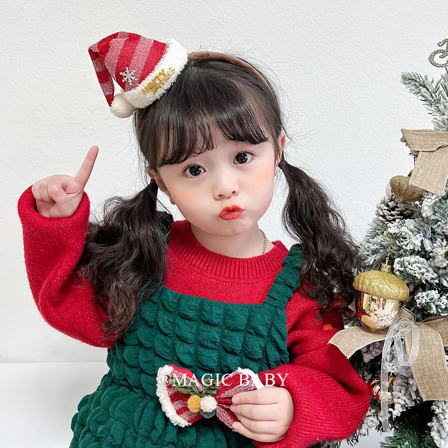 圣诞帽子发箍设计感可爱立体发饰