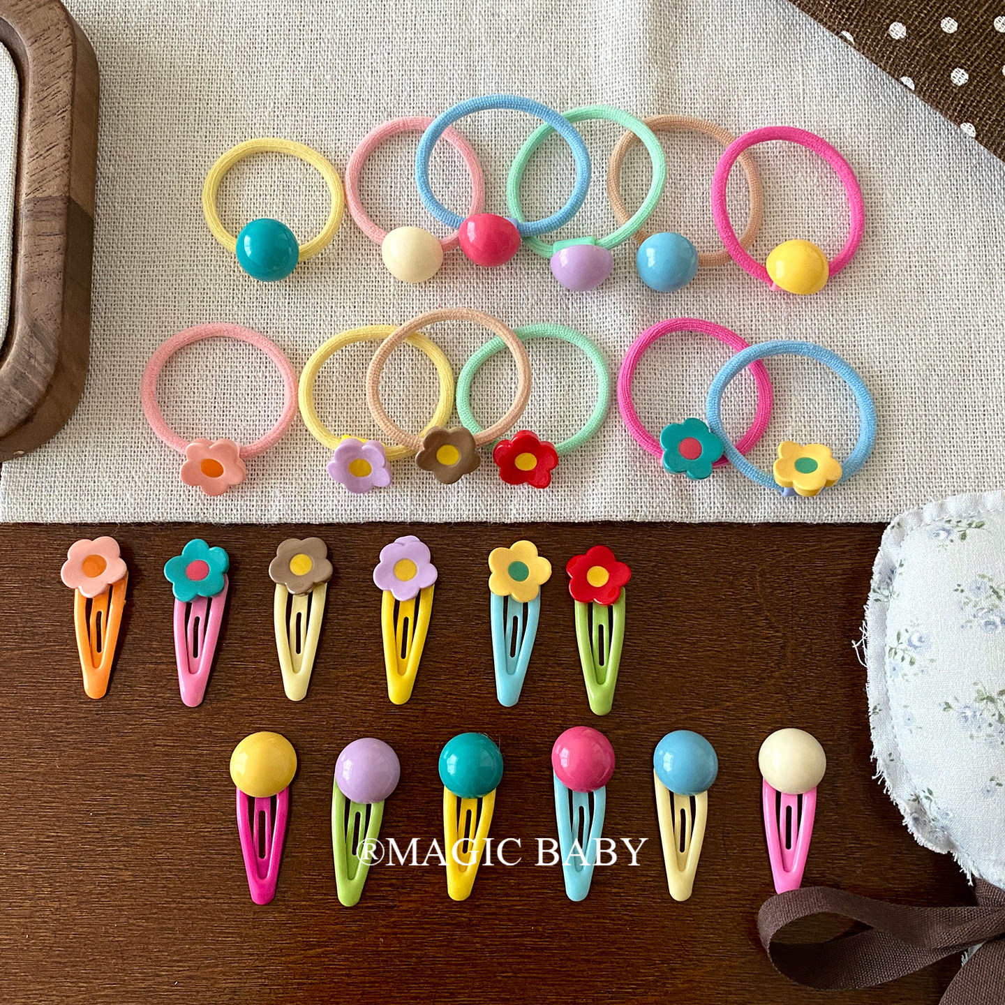 儿童糖果色花朵小发圈儿童发夹甜美可爱超小号bb夹头饰宝宝发卡