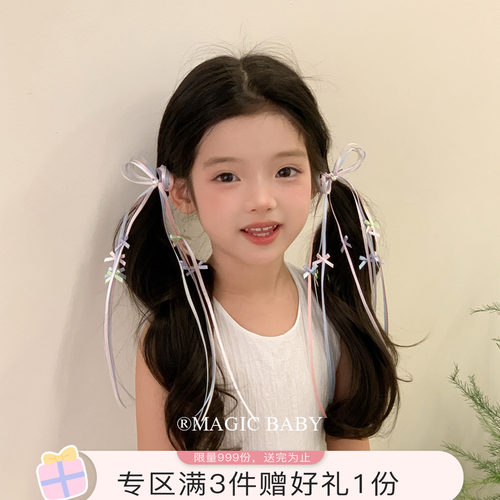 魔丽宝贝森系长飘带蝴蝶结发夹