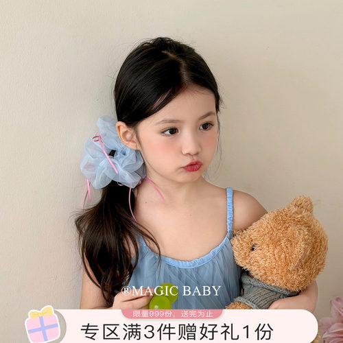芭蕾风丝带蝴蝶结网纱大肠发圈韩系温柔扎马尾发绳宝宝头绳发饰女