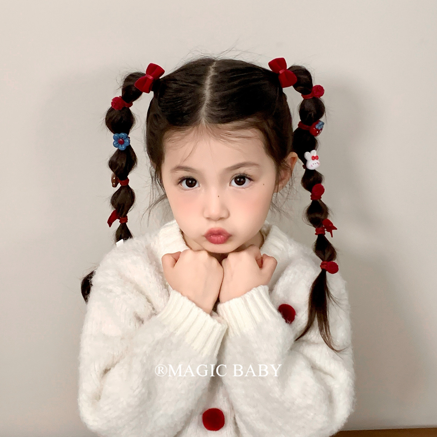 6个装 红色小号蝴蝶结毛球发圈儿童发绳女童新年头绳皮筋过年发饰,童装/婴儿装/亲子装,发饰,淘宝优惠券,粉丝福利购,淘宝优惠卷