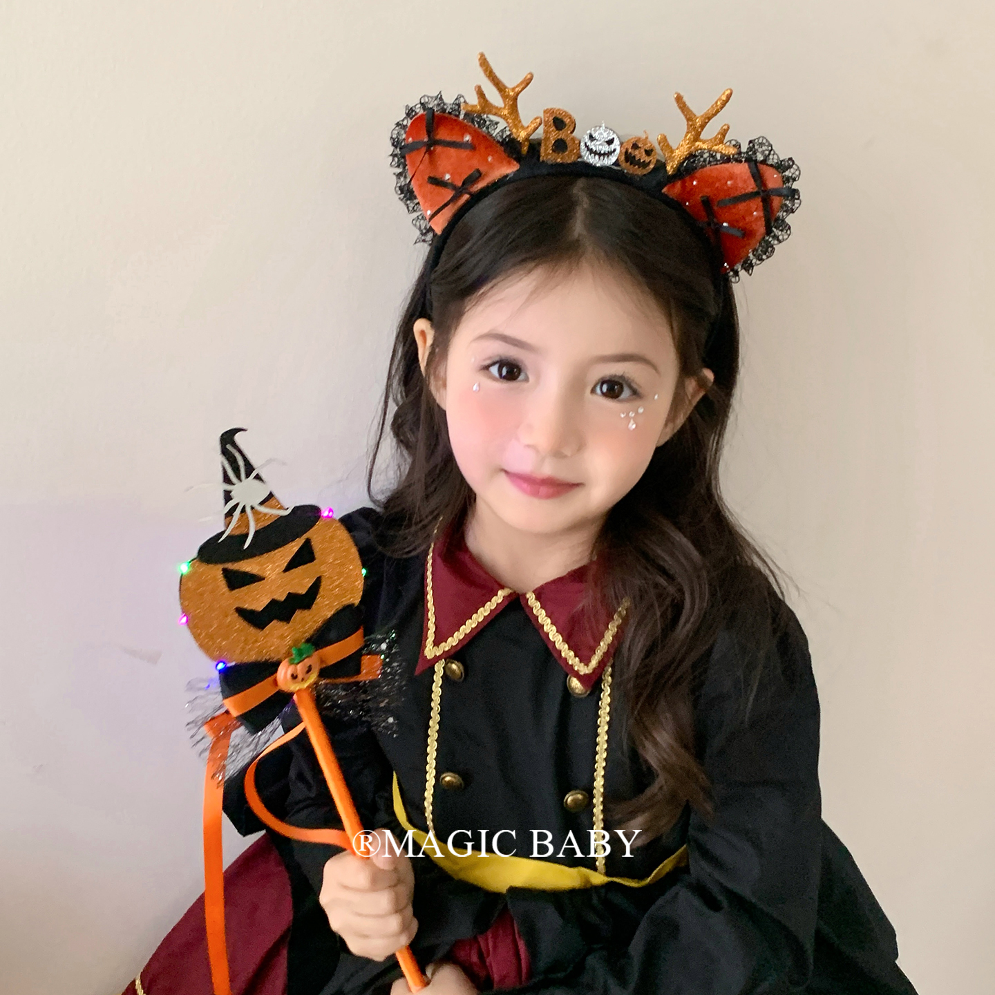 儿童万圣节头饰儿童搞怪恐怖蝴蝶结小鹿角发箍小女孩装扮头箍发饰