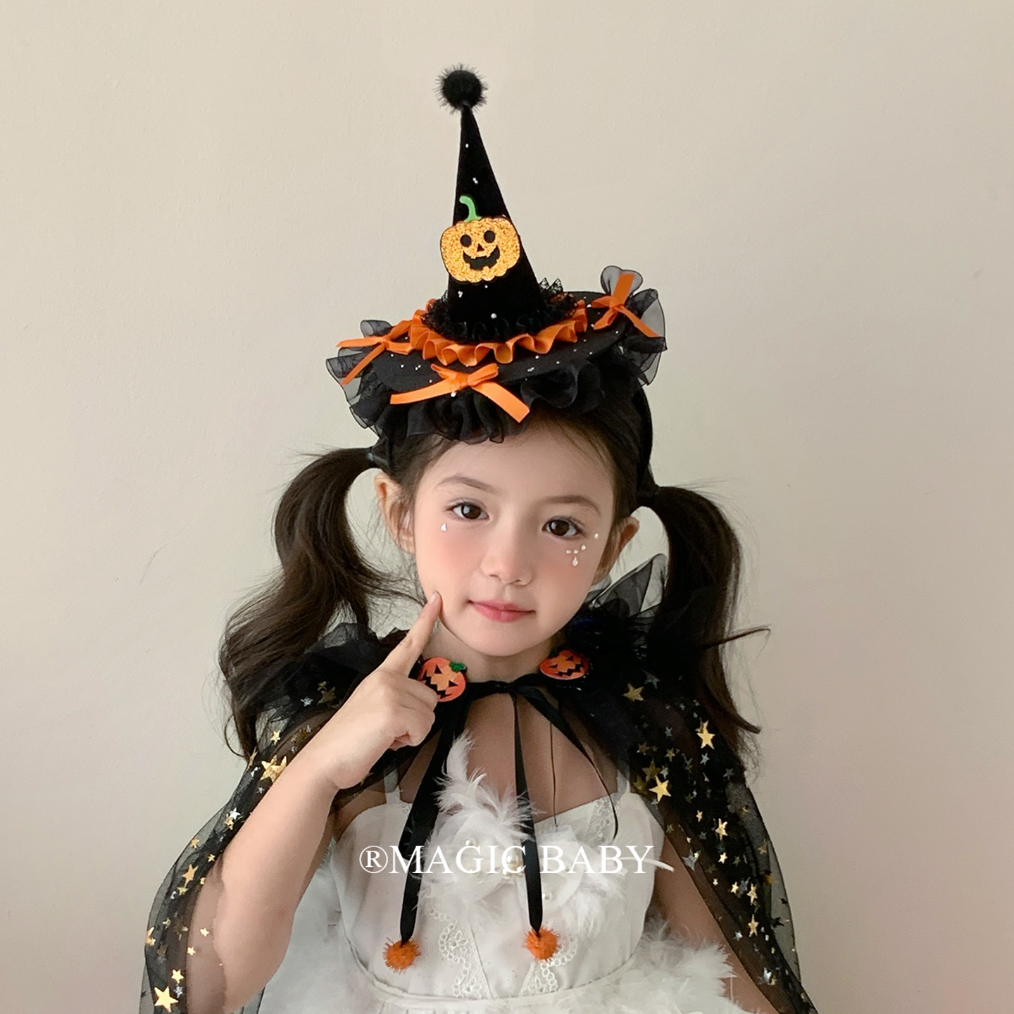万圣节黑色女巫帽子发箍俏皮可爱女童南瓜骷髅头发卡2025新款发饰