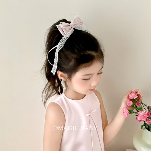 芭蕾风蕾丝丝带蝴蝶结发夹韩系温柔女童马尾夹高级感甜美夹子发饰