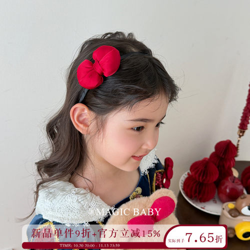 儿童发箍女可爱甜美红色蝴蝶结头箍女童2026新款新年公主发饰头饰