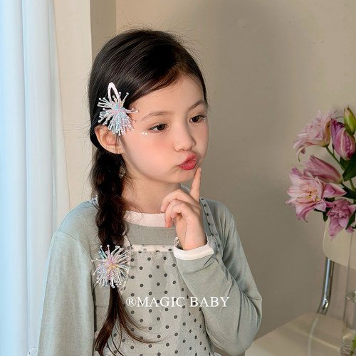 彩色串珠烟花发夹儿童女童不伤发bb夹宝宝甜美扎发头绳发圈发饰