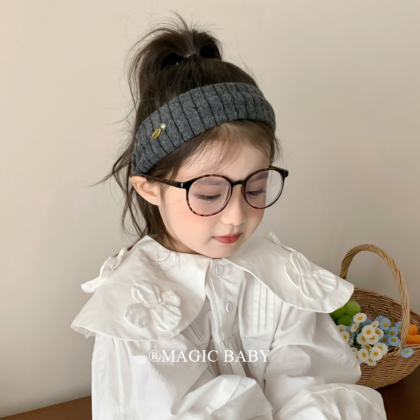 【新品限时7.65折】韩系文艺灰色宽边条纹发箍