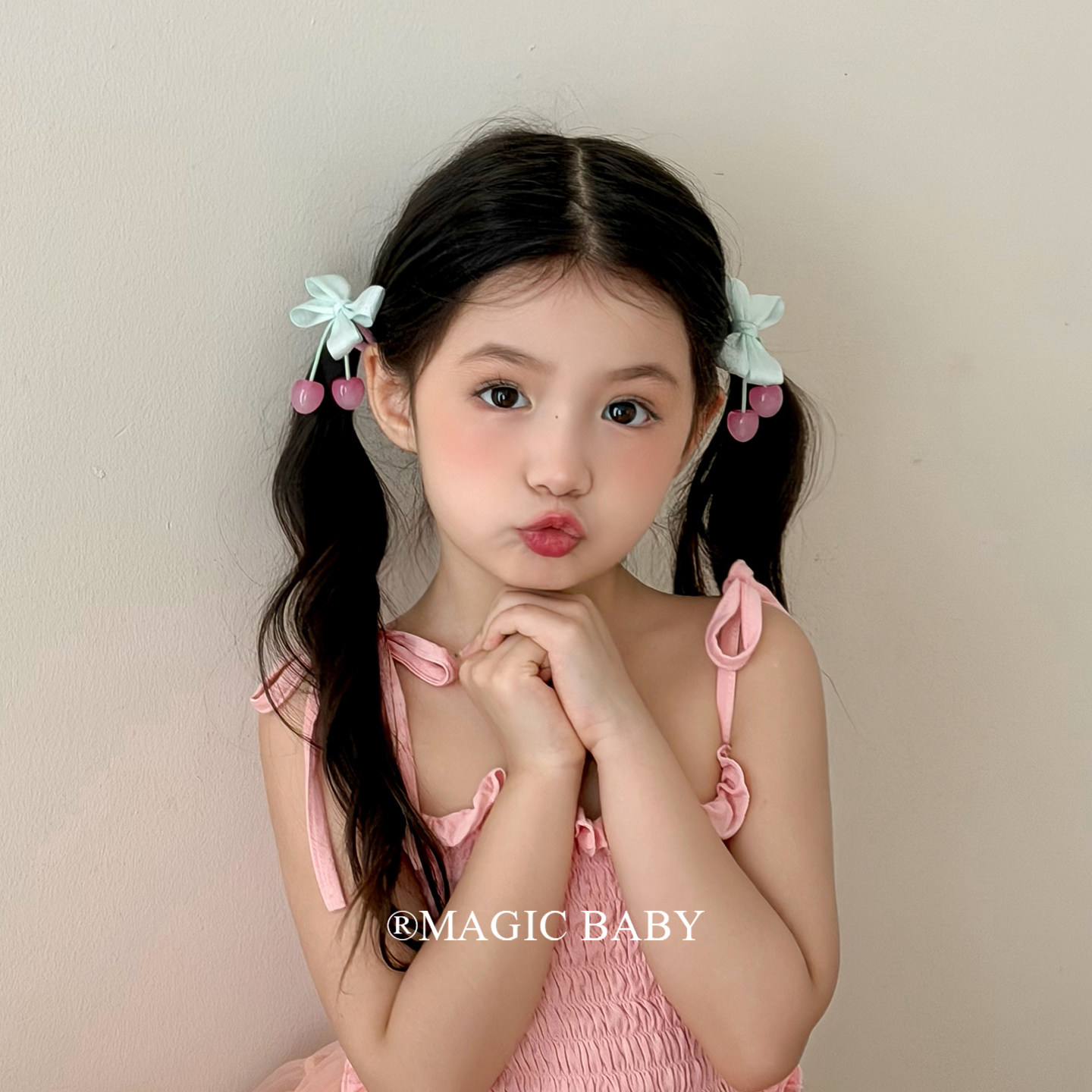 儿童发圈甜美公主可爱蝴蝶结樱桃发绳女童皮筋宝宝发夹夹子头饰