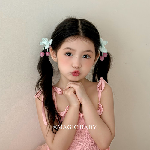 儿童发圈甜美公主可爱蝴蝶结樱桃发绳女童皮筋宝宝发夹夹子头饰