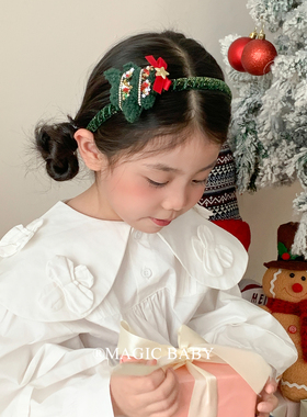 女童圣诞节头饰毛绒星星圣诞树发箍儿童蝴蝶结发夹圣诞装扮发饰