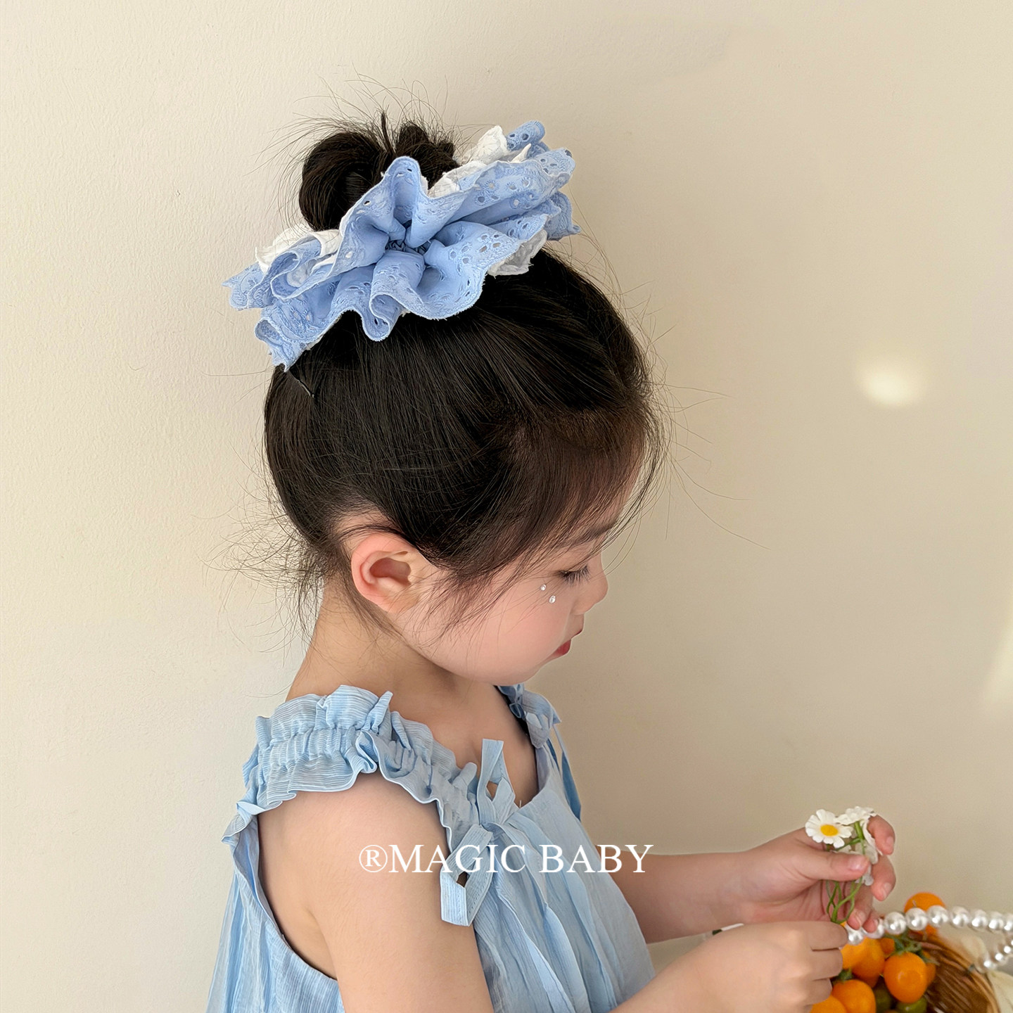 撞色四层蕾丝大肠发圈女童发绳扎头发发绳宝宝皮筋甜美头花发饰