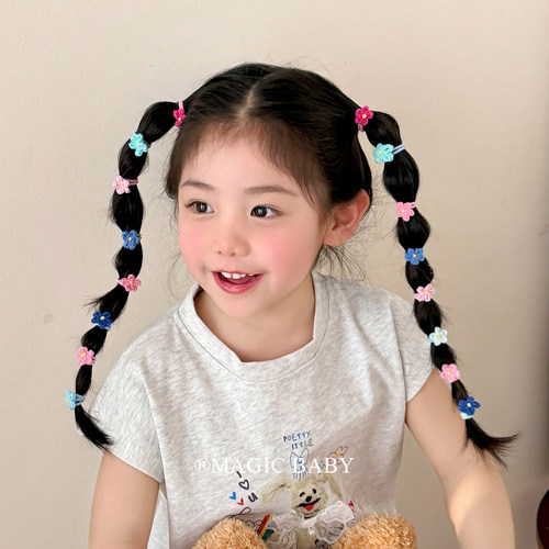 10个装彩色小号花朵发圈儿童扎头皮筋宝宝头绳女童不伤发发绳头饰