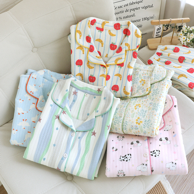 女士空气棉长袖开衫长裤家居服