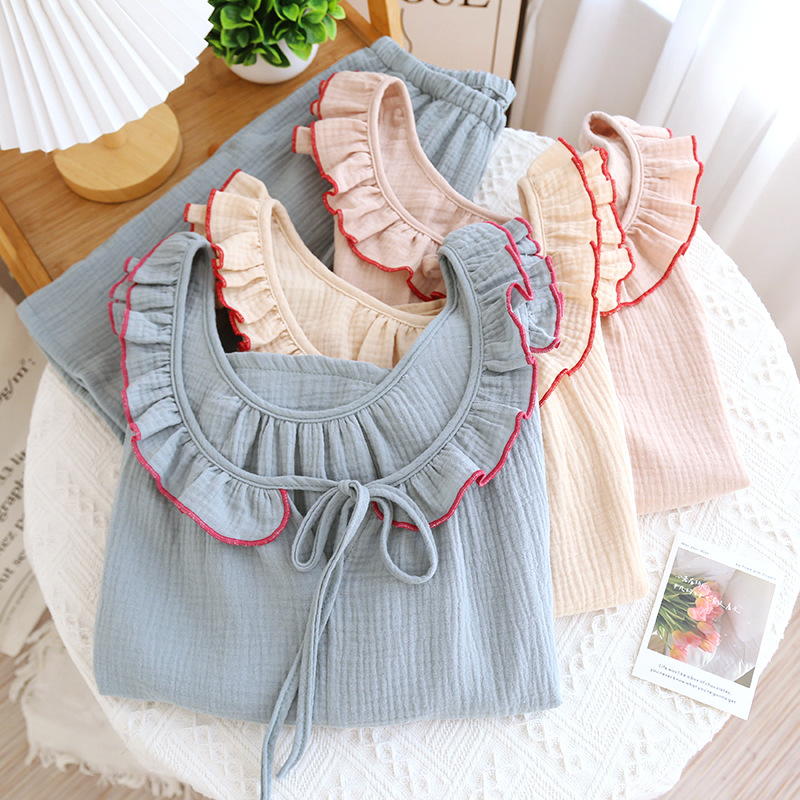 女纯棉棉纱套头可外穿家居服宽松