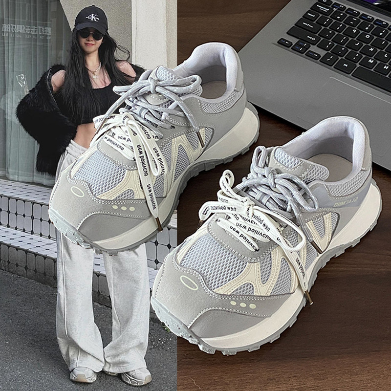 厚底增高老爹鞋女2026春季新款百搭防滑运动鞋网面透气休闲女鞋子